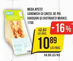 Mega Image MEGA Apetit Sandwich cu snițel de pui, gogoşari și castraveți murați Ofertă