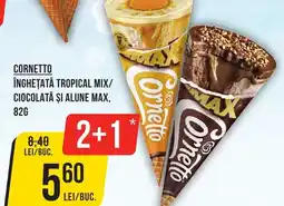 Mega Image CORNETTO Înghețată tropical mix/ ciocolată şi alune max, Ofertă