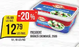 Mega Image PRESIDENT Brânză cremoasă Ofertă