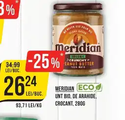 Mega Image MERIDIAN Unt bio, de arahide, crocant Ofertă
