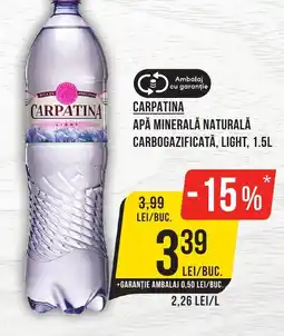 Mega Image CARPATINA Apă minerală naturală carbogazificată, light Ofertă