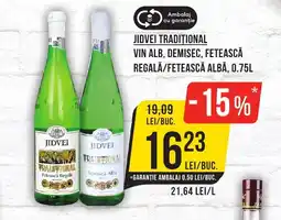Mega Image JIDVEI Traditional Vin alb, demisec, fetească regală/fetească albă Ofertă