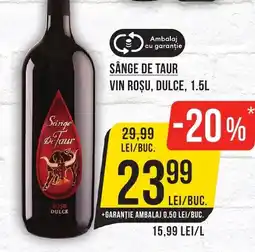 Mega Image SÂNGE DE TAUR Vin roșu, dulce Ofertă