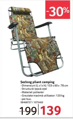 Selgros Şezlong pliant camping Ofertă