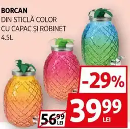 Auchan Borcan din sticlă color cu capac și robinet Ofertă