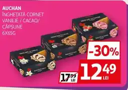 Auchan Auchan înghețată cornet vanilie / cacao/ căpşune Ofertă