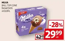 Auchan Milka ball top cone înghețată Ofertă