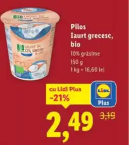 Lidl PILOS Iaurt grecesc, bio Ofertă