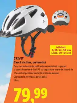 Lidl CRIVIT Cască ciclism, cu lumină Ofertă