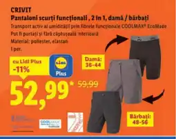Lidl CRIVIT Pantaloni scurţi funcționali, 2 in 1, damă / bărbați Ofertă