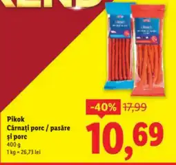 Lidl PIKOK Cârnaţi porc/pasǎre şi porc Ofertă