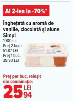 Carrefour Market îngheţată cu aromă de vanilie, ciocolată şi alune Simpl Ofertă
