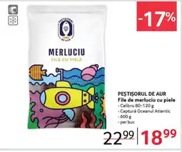 Selgros Peștişorul de aur File de merluciu cu piele Ofertă