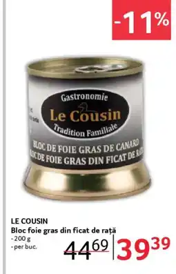 LE COUSIN Bloc foie gras din ficat de rață