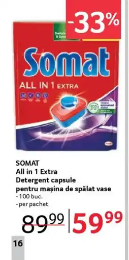 Selgros SOMAT All in 1 Extra Detergent capsule pentru mașina de spălat vase Ofertă