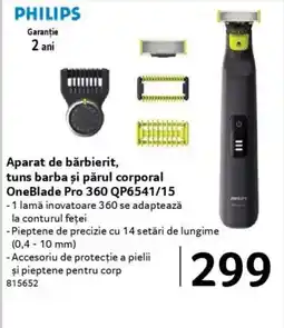 Selgros PHILIPS Aparat de bărbierit, tuns barba şi părul corporal OneBlade Pro 360 QP6541/15 Ofertă