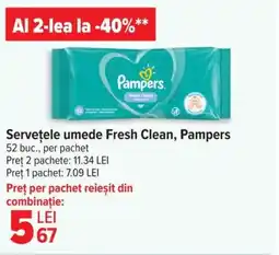 Carrefour Market Serveţele umede Fresh Clean, Pampers Ofertă
