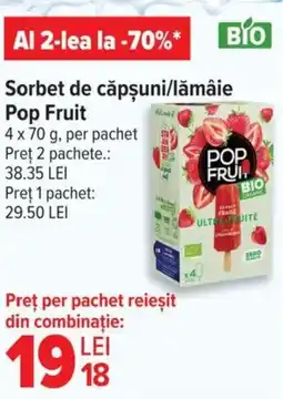 Carrefour Sorbet de căpşuni/lămâie Pop Fruit Ofertă