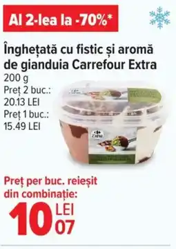 Carrefour îngheţată cu fistic şi aromă de gianduia Carrefour Extra Ofertă