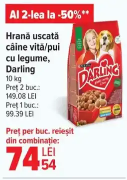 Carrefour Hrană uscată câine vitǎ/pui cu legume, Darling Ofertă