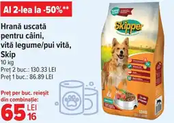 Hrană uscată pentru câini, vitǎ legume/pui vită, Skip