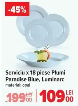 Serviciu x 18 piese Plumi Paradise Blue, Luminarc