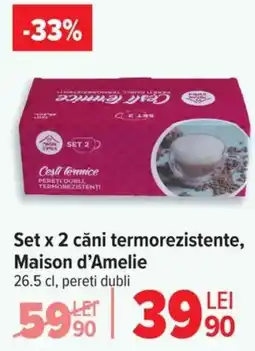 Carrefour Set x 2 căni termorezistente, Maison d'Amelie Ofertă