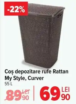 Carrefour Coş depozitare rufe Rattan My Style, Curver Ofertă