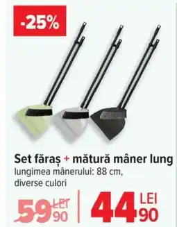 Carrefour Set făraş + mătură mâner lung Ofertă