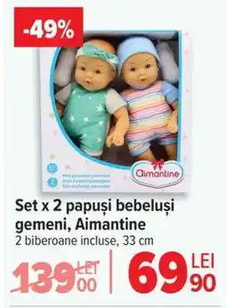 Carrefour Set x 2 papuşi bebeluși gemeni, Aimantine Ofertă