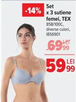 Carrefour Set x 3 sutiene femei, TEX Ofertă