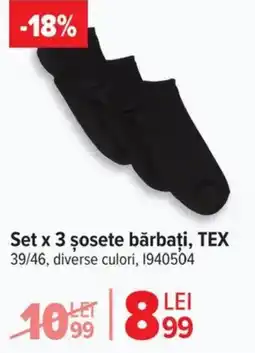 Carrefour Set x 3 şosete bărbați, TEX Ofertă