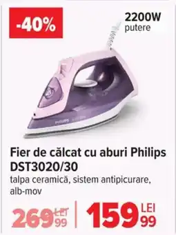 Carrefour Fier de călcat cu aburi Philips DST3020/30 Ofertă