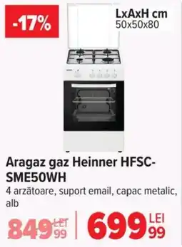 Carrefour Aragaz gaz Heinner HFSC- SME50WH Ofertă