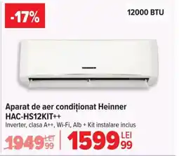 Carrefour Aparat de aer condiționat Heinner HAC-HS12KIT++ Ofertă