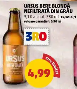 Penny Ursus bere blondă nefiltrată din grâu Ofertă