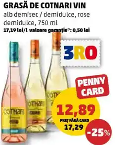 Penny Grasă de cotnari vin alb demisec/demidulce, rose demidulce Ofertă