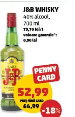 Penny J&B Whisky 40% alcool Ofertă