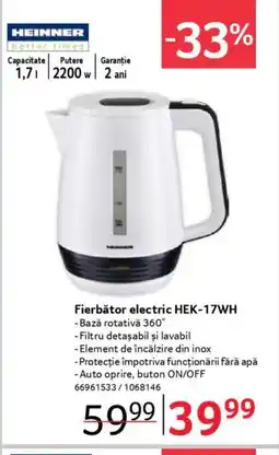 Selgros HEINNER Fierbător electric HEK-17WH Ofertă
