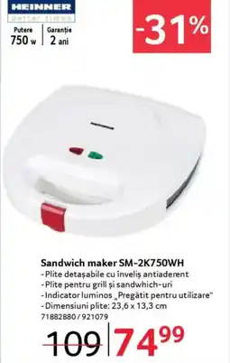 Selgros HEINNER Sandwich maker SM-2K750WH Ofertă