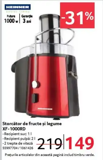 Selgros HEINNER Storcător de fructe și legume XF-1000RD Ofertă