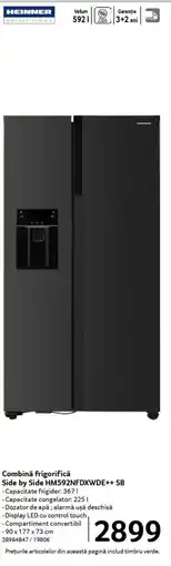 Selgros HEINNER Combină frigorifică Side by Side HM592NFDXWDE++ SB Ofertă