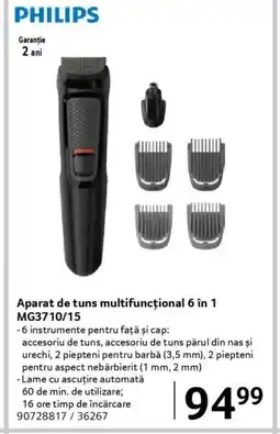 Selgros PHILIPS Aparat de tuns multifuncțional 6 în 1 MG3710/15 Ofertă