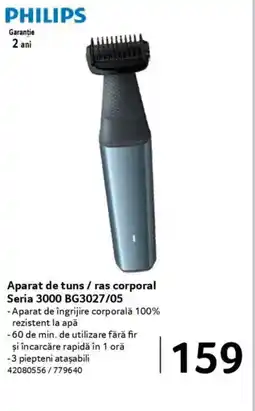 Selgros PHILIPS Aparat de tuns /ras corporal Seria 3000 BG3027/05 Ofertă