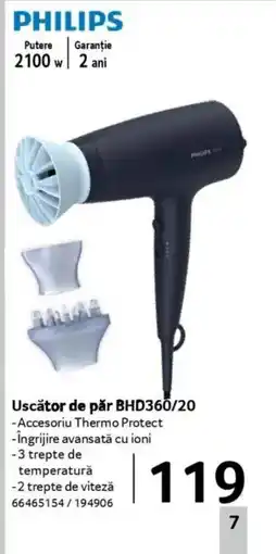 Selgros PHILIPS Uscător de păr BHD360/20 Ofertă