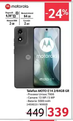 Selgros Telefon MOTO E14 2/64GB GR Ofertă