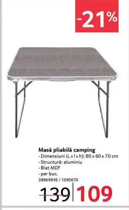 Selgros Masă pliabilă camping Ofertă