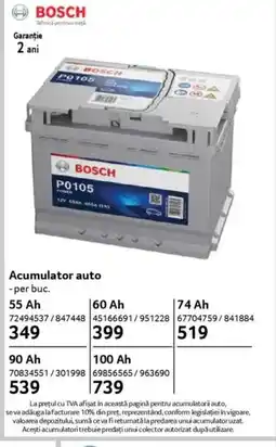 Selgros BOSCH Acumulator auto Ofertă