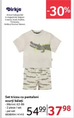 Selgros Dirkje Set tricou cu pantaloni scurţi băieți Ofertă