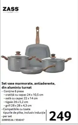 Selgros ZASS Set vase marmorate, antiaderente, din aluminiu turnat Ofertă